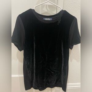 MaxMara Black Velvet Elegant Short Sleeve Top